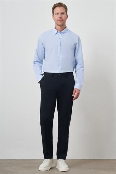 Morven Erkek Lacivert Pamuk Yan Cep Dynamic Fit Chino Pantolon - fotoğraf 3