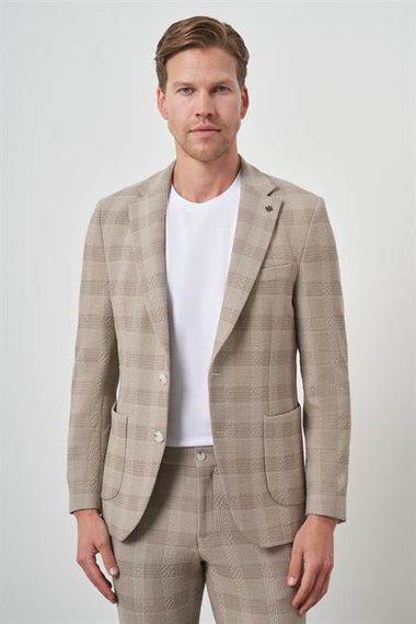 Morven Erkek Bej Trend Slim Fit Mono Yaka Takım Elbise - photo 1