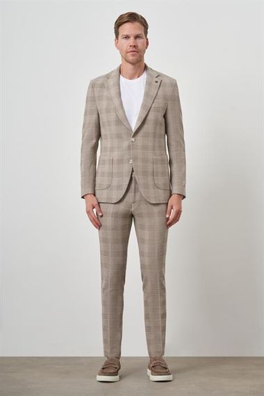 Morven Erkek Bej Trend Slim Fit Mono Yaka Takım Elbise - photo 3