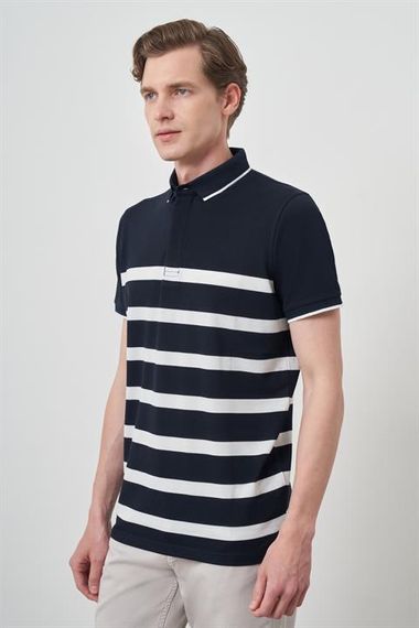 Morven Erkek Lacivert Trend Rınger Polo Yaka T-Shirt - фото 4