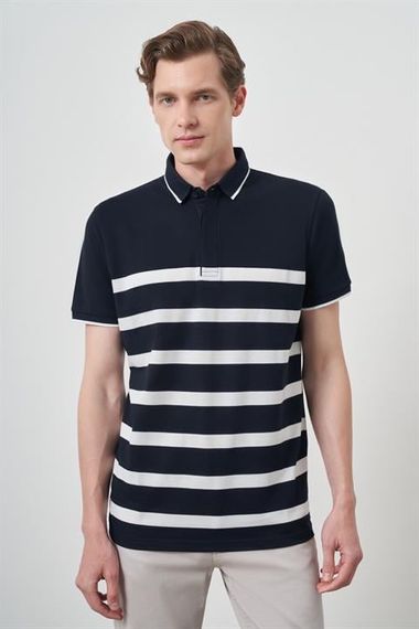 Morven Erkek Lacivert Trend Rınger Polo Yaka T-Shirt - фото 1