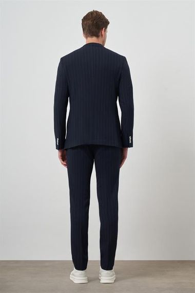 Morven Erkek Lacivert Trend Kruvaze Slim Fit Sivri Yaka Takım Elbise - фото 5