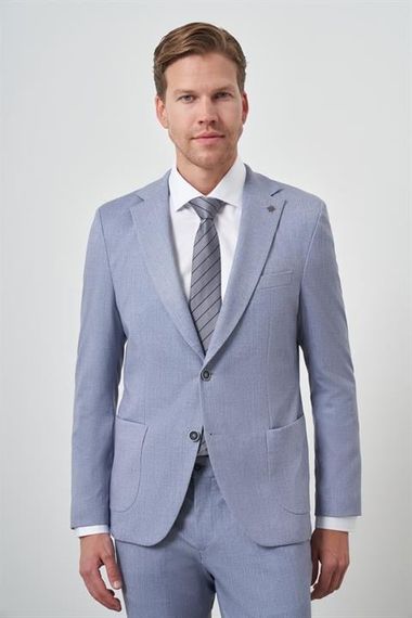 Morven Erkek İndigo Trend Slim Fit Mono Yaka Takım Elbise - фото 4