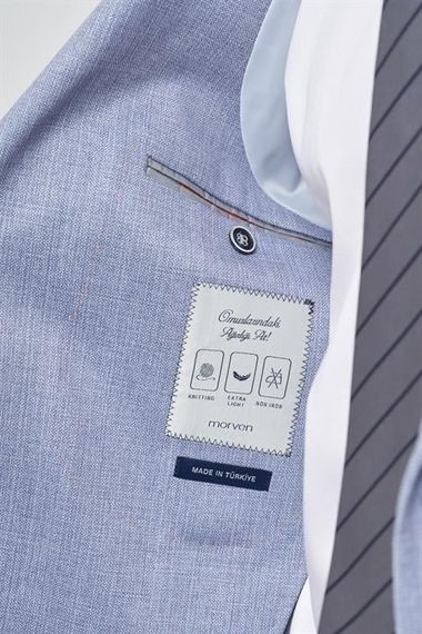 Morven Erkek İndigo Trend Slim Fit Mono Yaka Takım Elbise - фото 3