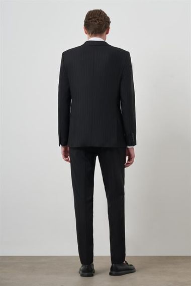 Morven Erkek Siyah Trend Kruvaze Slim Fit Takım Elbise - фото 5