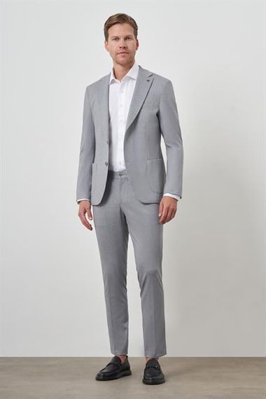 Morven Erkek Gri Trend Slim Fit Mono Yaka Takım Elbise - фото 2