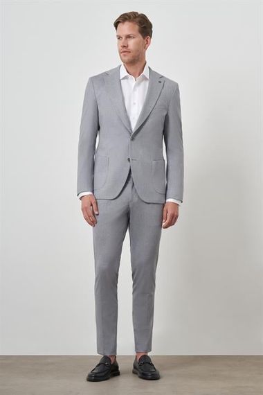 Morven Erkek Gri Trend Slim Fit Mono Yaka Takım Elbise - фото 4
