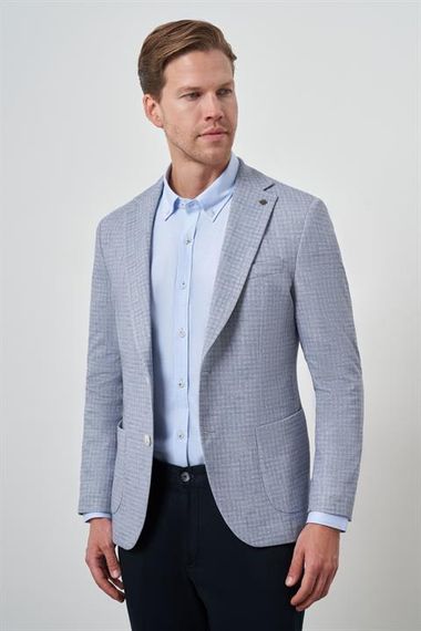 Morven Erkek İndigo Örme Slim Fit Mono Yaka Ceket - photo 3