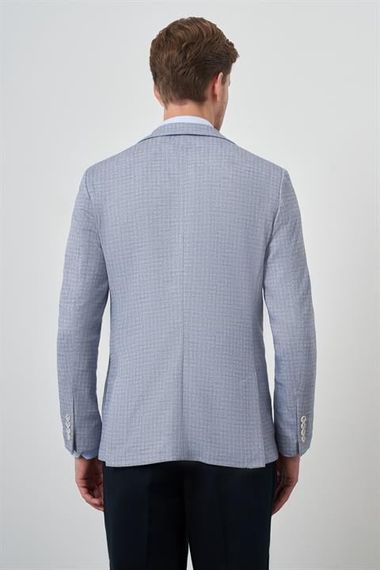 Morven Erkek İndigo Örme Slim Fit Mono Yaka Ceket - photo 5