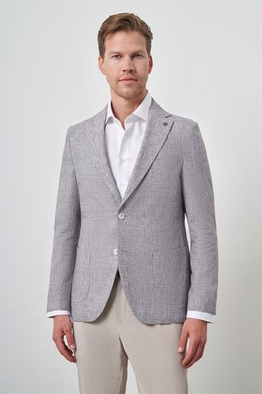 Morven Erkek Vişne Keten Dokuma  Slim Fit Mono Yaka Ceket - фото 1