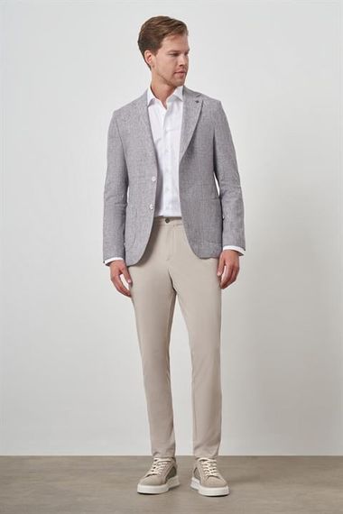 Morven Erkek Vişne Keten Dokuma  Slim Fit Mono Yaka Ceket - фото 2