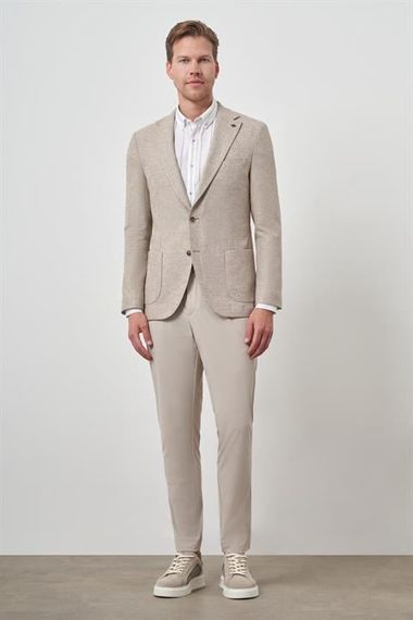 Morven Erkek KAHVE Keten Dokuma Slim Fit Mono Yaka Ceket - фото 2