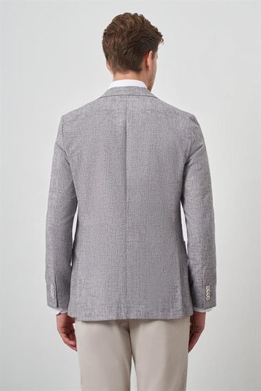 Morven Erkek Vişne Keten Dokuma  Slim Fit Mono Yaka Ceket - фото 5