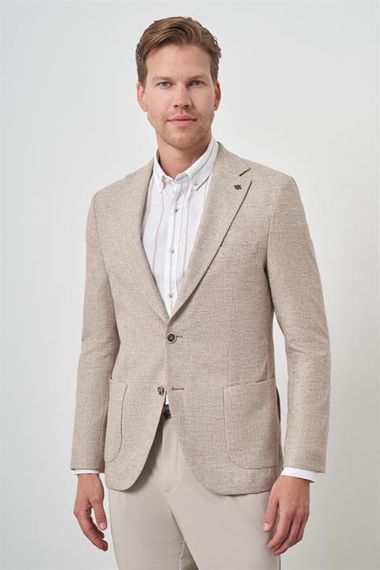 Morven Erkek KAHVE Keten Dokuma Slim Fit Mono Yaka Ceket - фото 4