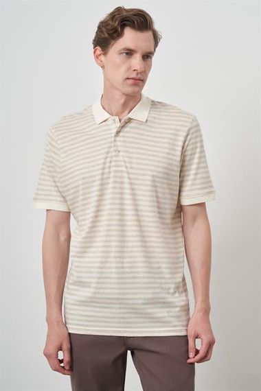 Morven Erkek Bej Trend  Polo Yaka T-Shirt - фото 2