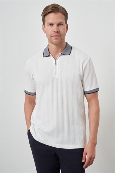 Morven Erkek Ekru Trend  Polo Yaka T-Shirt - photo 4