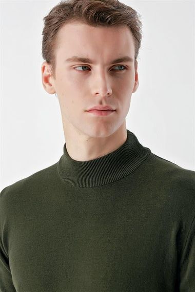 Morven Erkek Haki Basic Yarım Balıkçı Yaka Dynamic Fit Rahat Kesim Triko - fotoğraf 4