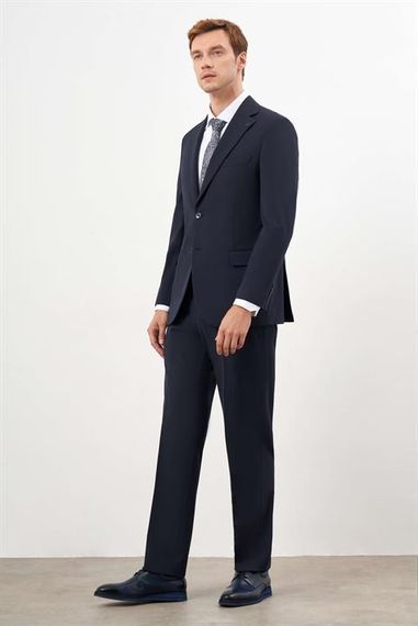 Мужской тёмно-синий классический костюм Morven с динамичной посадкой, 50% полиэстер, 45% вискоза, 5% лайкра, длинные рукава, модель 50 - фото 2