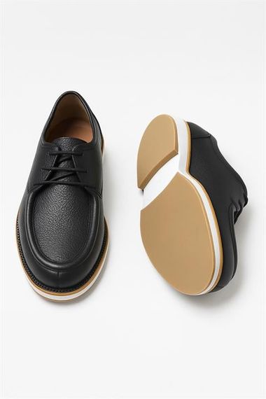 Morven Erkek Siyah Deri Smart Casual Ayakkabı - fotoğraf 3