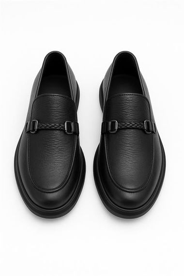 Morven Erkek Siyah Deri Kuşaklı Casual Ayakkabı - фото 2