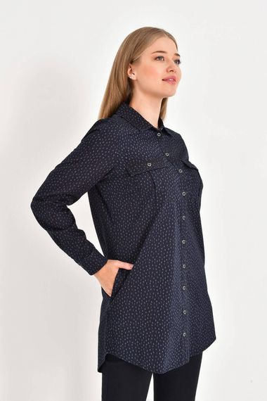 Long Sleeve Patterned Denim Tunic - photo 2