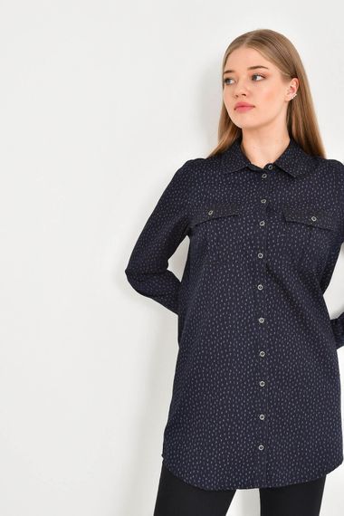 Long Sleeve Patterned Denim Tunic - photo 3