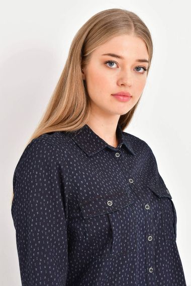 Long Sleeve Patterned Denim Tunic - photo 4