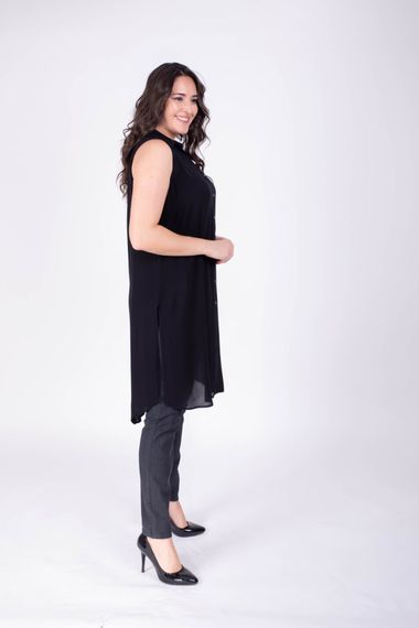 Front Buttoned Sleeveless Long Tunic - photo 2