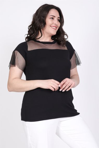 Front And Sleeves Tulle Detailed T-Shirt - photo 2