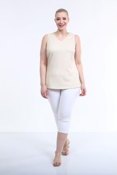 Sleeveless V-Neck Glittery Blouse - photo 4