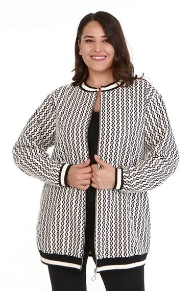 Rib Detailed Patterned Long Jacket - photo 1