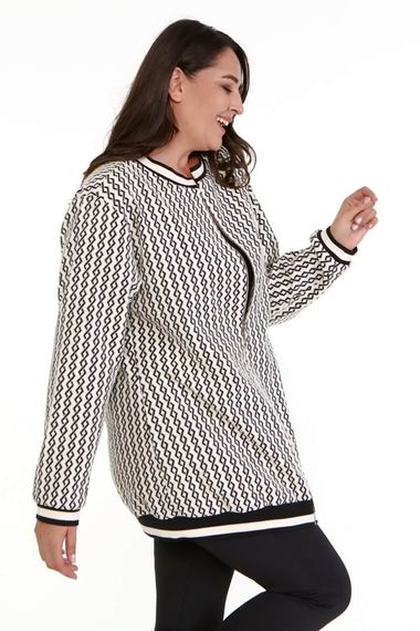 Rib Detailed Patterned Long Jacket - photo 4