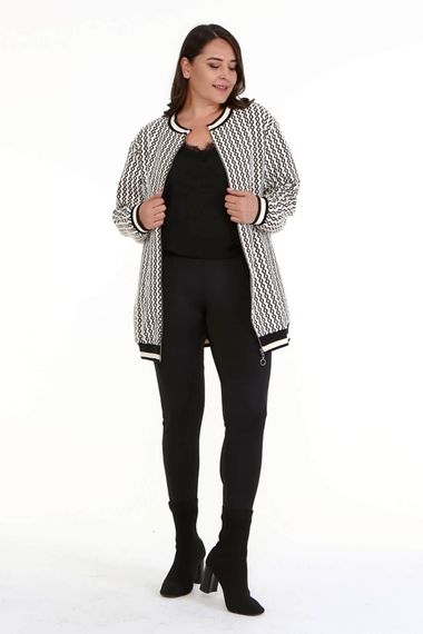 Rib Detailed Patterned Long Jacket - photo 5