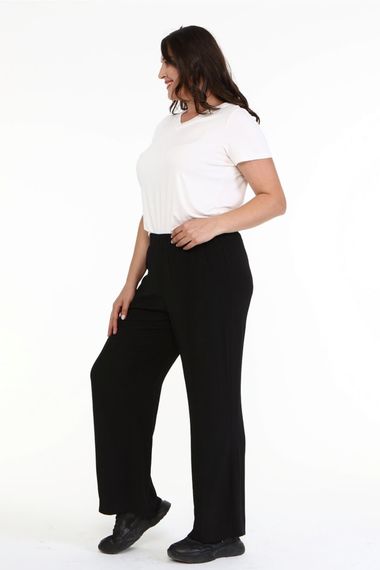 Wide Leg Trousers With Elastic Waist - photo 3