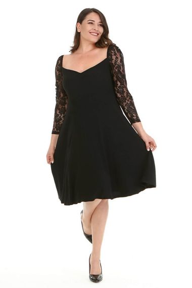 Square Collar Sleeves Lace Dress - photo 2