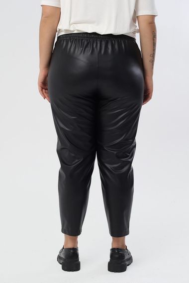 Faux Leather Waist Elastic Pocket Trousers - photo 5