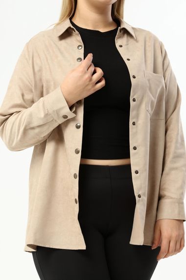 Faux Suede Slim Shirt Jacket - photo 4