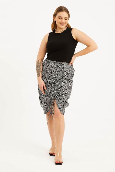 Elastic Back Waist Ruffle Detailed Skirt - photo 1