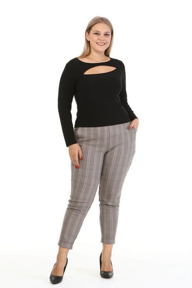 Plaid Elastic Back Waist Trousers - photo 2