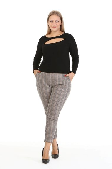 Plaid Elastic Back Waist Trousers - photo 1