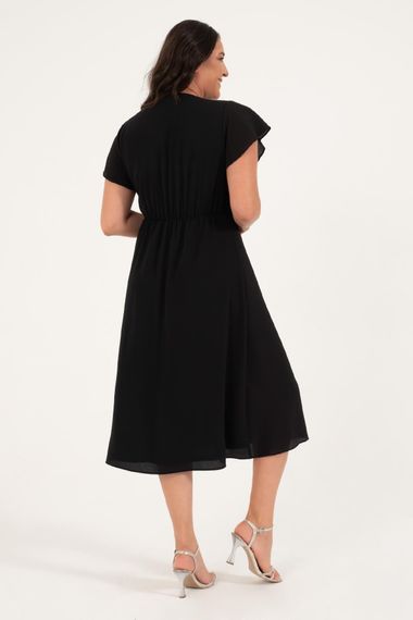 Lined Wrap Dress with Flounce Sleeves - photo 5