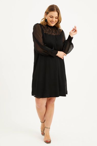 Lined Chiffon Lace Detail Dress - photo 1