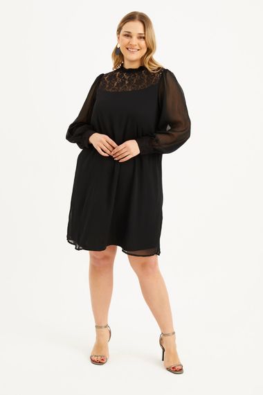 Lined Chiffon Lace Detail Dress - photo 4