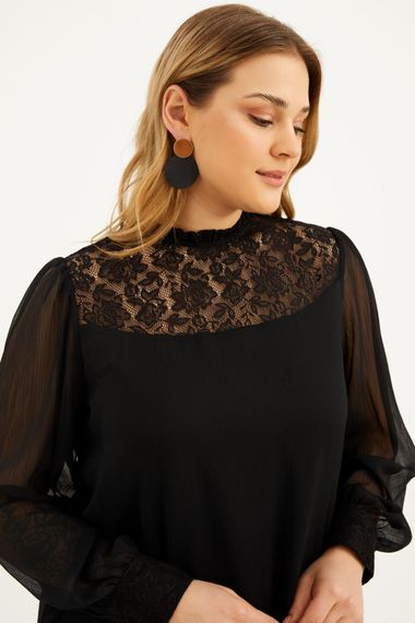 Lined Chiffon Lace Detail Dress - photo 5