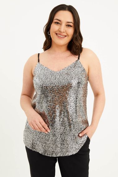 Lined Rope Strap Sequined Blouse - photo 1