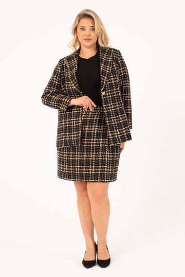 Lined Tweed Double Breasted Blazer Jacket - photo 4