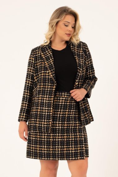 Lined Tweed Double Breasted Blazer Jacket - photo 3