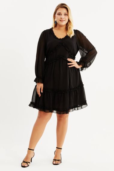 Lined Chiffon Frilly Dress - photo 1