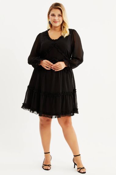 Lined Chiffon Frilly Dress - photo 3