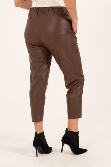 Faux Leather Elastic Waist Pocket Trousers - photo 5